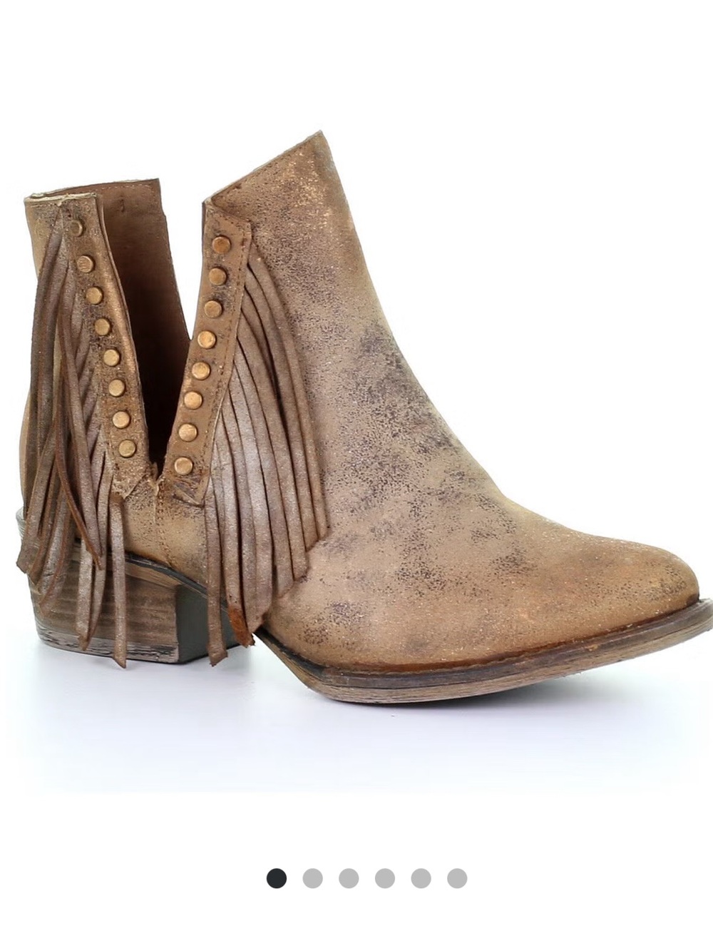 Circle G Distressed Tan Fringe Ankle Booties